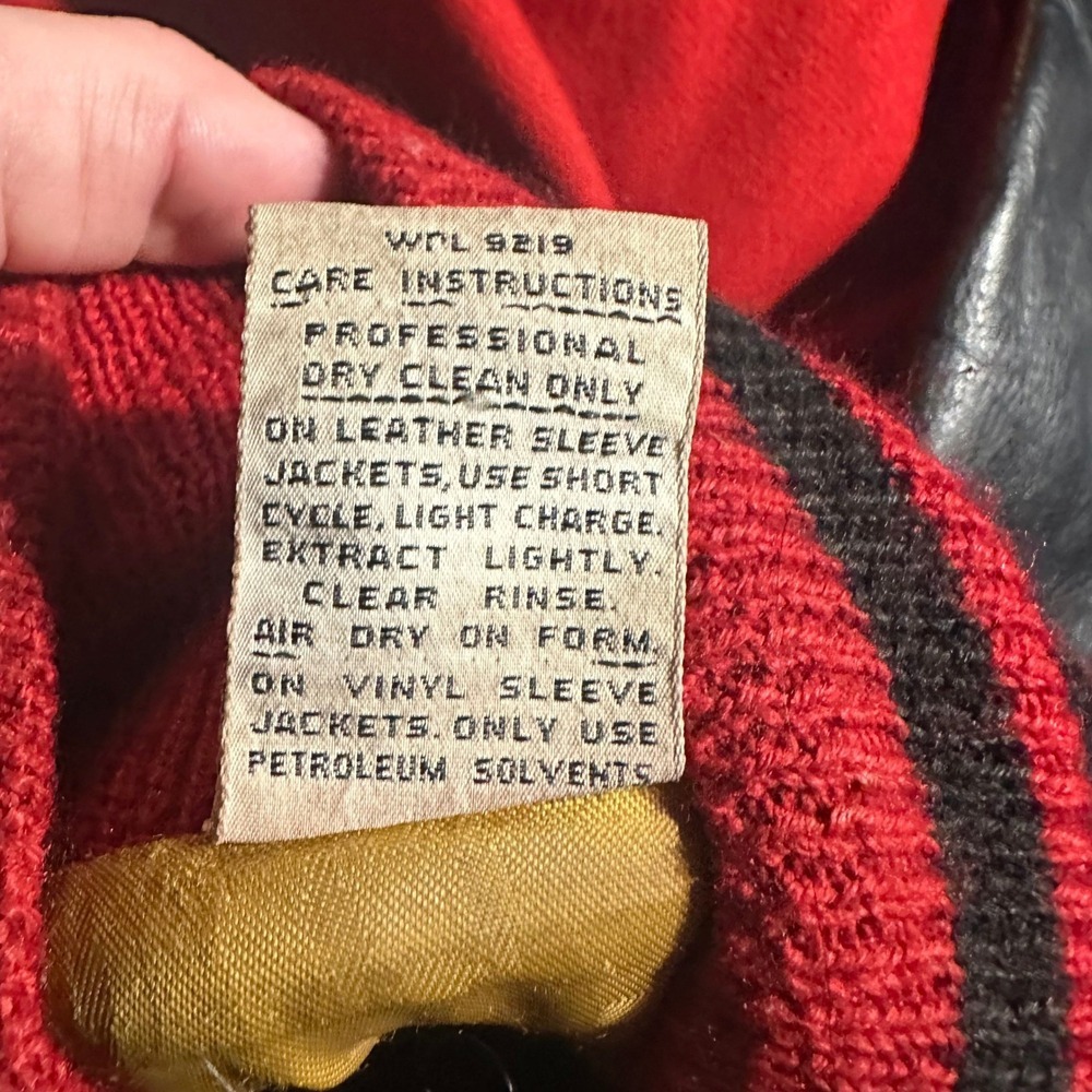 Rare Vintage 80s Kaye Bros Varsity Jacket Red Wool Leather Mens 36 Sikeston - Picture 6 of 16
